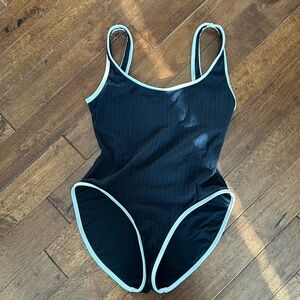 Solid & Striped Bathing Suit One Piece New